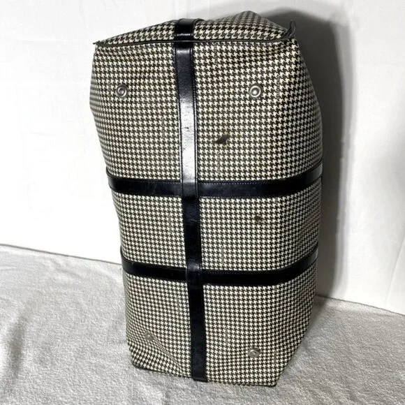 SOLD-Vintage Polo Ralph Lauren Houndstooth Coated Canvas Leather Duffle Bag RARE - Picture 7 of 16